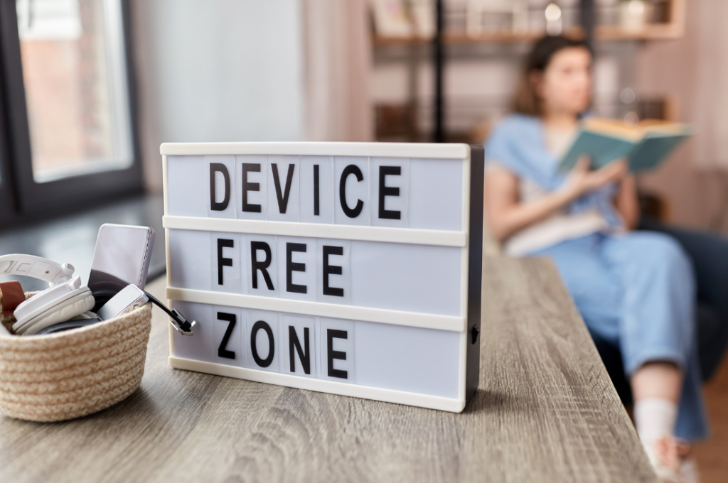 Healthy Digital Habits - device free zone sign